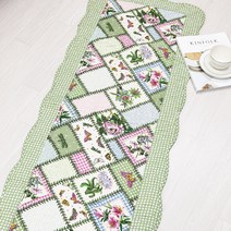 플라워체크 면 주방 싱크대 발매트 40x110, 그린