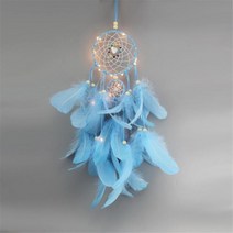 자개모빌만들기 인테리어 모빌 드림 캐쳐 LED 조명 깃털 소녀 방 벨 침실 로맨틱 행잉, 04 Blue
