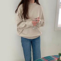 코지 여자 3계절 베이직 코디 반목 라운드넥 박시 니트