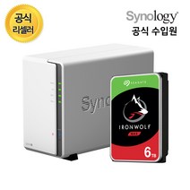 시놀로지 나스 정품 DS220j NAS 2베이 HDD 미포함, DS220j + 아이언울프 6TB