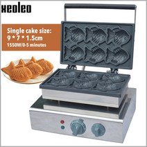 붕어빵 기계 잉어빵 타이야끼 XEOLEO 물고기 모양 와플 메이커 전기 6 개 케이크 베이커 Bakeware 상업 비 스틱 디저트 요리 팬, 01 110V_01 미국_01 2