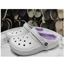CROCS 크록스 겨울 털신 겨울크록스 털크록스 방한슬리퍼 방한화 겨울신발, M10=44, 화이트/퍼플