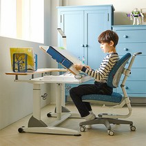 [키즈투유스]G6 1200 높이각도조절 책상+밥 높낮이의자 세트, 책상:책상화이트|의자:의자딥블루