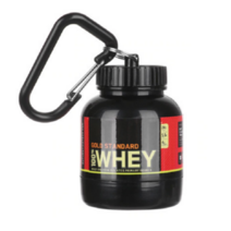 보충제 보관용기 100ml 200ml 단백질 소분 키링 휴대용 선식 다이어트 운동 프로틴 프로틴, 1) 100ml _ 블랙, 1개