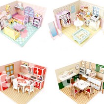 [몽파] 페이퍼 조립 미니어쳐 DIY 4종, 옷가게