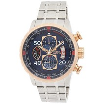 인빅타 남성용 에비에이터 48mm 골드톤 스테인리스 크로노그래프 쿼츠 시계 골드(모델: 17205)