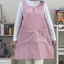 데코나인 어린이집앞치마 스트라이프 원피스 주방 빅사이즈, 스트라이프-핑크