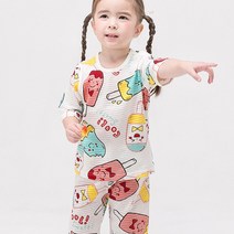 멜리스 [국내생산] 옐로우바 7부자가드 상하의 세트 유아내복 아동내의 실내복