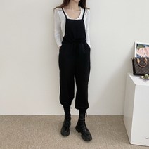 VANANA2 여성 허리 매듭 밴딩 나시 레이어드 점프 수트