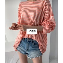여성 스트라이프 말랑 루즈 오버핏 티셔츠