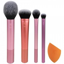 Real Techniques 메이크업 브러시 7종 세트 스펀지 여행용 케이스 포함, Everyday Essentials Kit 5 PC