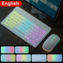 블루투스 노트북 태블릿 무선 키보드 태블릿 안드로이드 iOS 윈도우 무선 마우스 키보드 블루투스 호환 레인보우 백라이트 키보드 아이패드 폰용, 01 Rainbow white