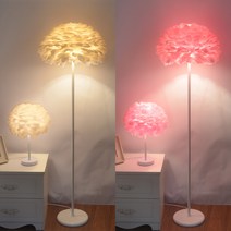 플로어 램프 깃털 조명 장 스탠드 침실 롱 무드등, 흰거위깃털플로어램프리모콘디밍