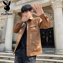 남자슬림코트 플레이보이 봄가을 가죽옷 멋진 트렌드 청년 남성 레더자켓코디 526635915