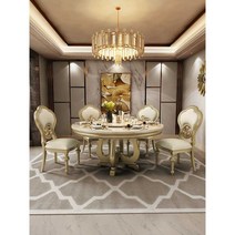 북유럽 식탁 의자 대리석 턴 테이블 원형 럭셔리 엔틱, 1.3미터석면식탁(테이블1개와의자6개)