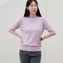 모노앳디 레먼 반폴라 반팔 니트