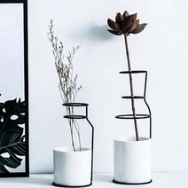 철제 꽃병 인테리어 소품 데코 화병 2P, 화이트