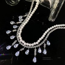 자칠 목걸이 진주 펜던트 쇄골 체인 빈티지 디너 파티 드레스 스웨터 액세서리 여성
