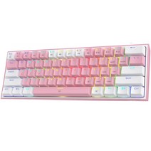 저소음 적축 무접점 키보드 기계식 텐키리스 게이밍 사무용 갈축 redragon k617 fizz 60 유선 rgb 게임 61 키 휴대 여행 소형 선형 빨간색 스위치 54, k617rgb-pw, 빨간 스위치
