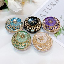 문크리스탈 레진 골드 펄 초승달 별 핑거 그립 스마트톡 톡 홀더, 블루