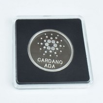 금 도금 비트 코인 ETH 대시 XRP 사각형 투명 아크릴 케이스 1 개, silver cardano2