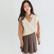 초이 브이넥 기본 베이직 여아 아동 주니어 니트 베스트 조끼