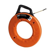 Klein Tools 56056 유리 섬유 피시 테이프 200피트 벽 뱀은 7인치 리더가 있는 3/16인치 너비의 비전도성 다중 홈 테이프입니다.