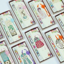 한국전통문양 책갈피 볼펜 4종 세트 기념품, 옵션05. 연꽃한복