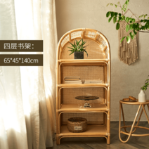 라탄선반 캐비닛 진열대 수납장 거실 원목 빈티지 4단 3단, 4단 선반