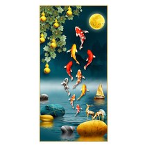 DIY 보석십자수 비즈자수 큐빅 구슬 구어도 황금잉어, 45*70, 구어도황금잉어