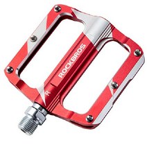 ROCKBROS 산악 자전거 페달 플랫 MTB 9/16 경량 로드 바이크, 빨간색, 1개