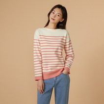 [JAJU/자주] 여 소프트 스트라이프 니트_코랄