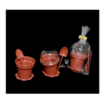 미니 화분컵 케이크 set (화분컵케잌+삽+뚜껑+비닐세트 / 리본타이 랜덤발송), 10개