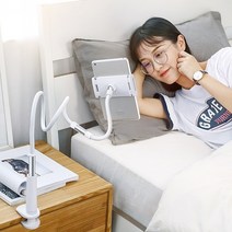 누워서 침대핸드폰거치대 아이폰 갤럭시 멀티 촬영 만능 집게 코브라 책상 자바라, 2단 116cm, 블랙