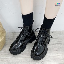 몬드스팟 3cm 여성 통굽 워커 부츠 키높이 유광블랙 (DM287_1)