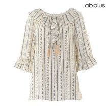 에이비플러스(ab.plus) 도트 ST 넥 러플 태슬 블라우스 (LSU2ZB04A)