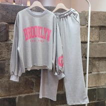 예담 예쁜 봄 여성용 통바지 트레이닝 크롭 면 체육복 상하 와이드 세트 77사이즈모델