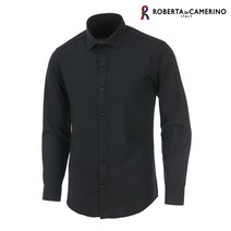 로베르타디까메리노 남성용 205TR 솔리드 일반핏 블랙 긴소매 셔츠 RR0-354-9