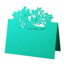 피로연 돌잔치 테이블 좌석표 신랑 결혼식 장소 카드 Mr. 좌석 테이블 장식 레이저 컷 약혼 파티 초대장 도매 50 장, 06 Green blue