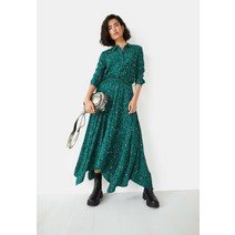 Hush 허쉬 KENSINGTON LONG SLEEVE - 셔츠 드레스 painted floral star 그린 핑크 원피스 [독일]