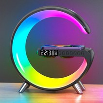 가성비무선 충전기 스탠드 LED RGB 조명 책상 램프 스피커 앱 제어 14 X 8 호환 고속 스테이션, 02 Black