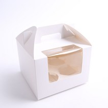 머핀상자 포장 컵케이크 쿠키 투명창 상자, 4구-화이트