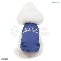 강아지의류 애완견점퍼 프렌치불독 외출복 자수 경량 패딩조끼 블루 강아지패팅 퍼그