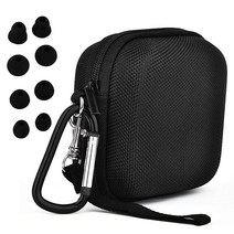 CAGOS Powerbeats Pro 보호 케이스 캔버스 나일론 액세서리 하드 휴대용 커버 케이스 4팩 교체용 이어버드 포함 Dre Powerbeats Pro용 - 블랙, Black