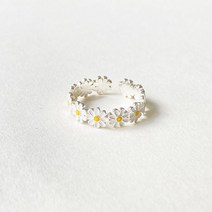 실버925 데이지 꽃 플라워 데일리 레이어드 오픈 링 프리사이즈 순은 우정 반지