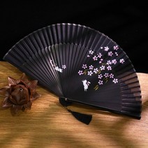 여름 그늘 부채 전통 무용 공연 땀 단오부채 한국무용 투명 40대엄마생일 기념일 선물 자연, B.[업그레이드] 화려한 꽃(블랙) + 1개