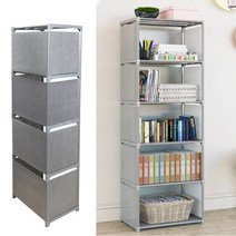 IYES 패브릭 5칸 책장 책꽂이 IY-BK5C 조립식 DIY 거실 수납장 다용도 정리함, 그레이