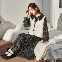 미니멈 원피스 투피스형원피스 하객 상견례 당나라 사자 드레스 긴팔 꽃 드레스 여성 조끼 롱 스커트 어 대학 스타일 투피스 정장
