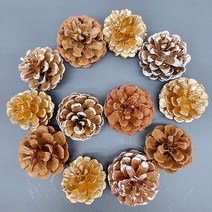 늘솜아뜰리에 솔방울 대 12P 오너먼트 크리스마스 장식 사진 촬영 인테리어 소품, 7.믹스(내추럴+화이트+골드=12P