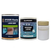 R-38 바르는 방수 접착 실리콘 고탄성 크랙보수 틈새 방수 페인트 1kg+수용성 에폭시 0.4kg 세트, 백색